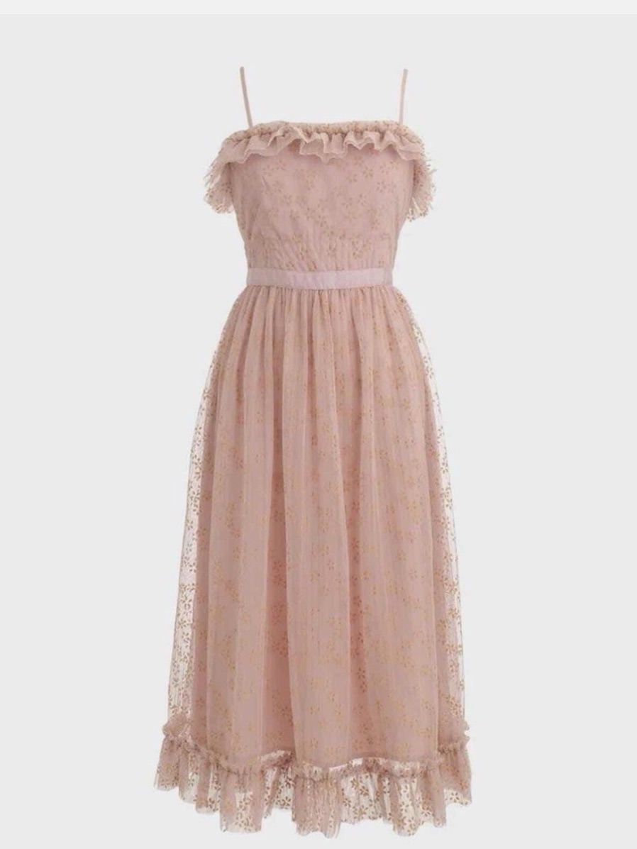J. Crew Blush Pink Ruffle-Trim Tulle Dress
